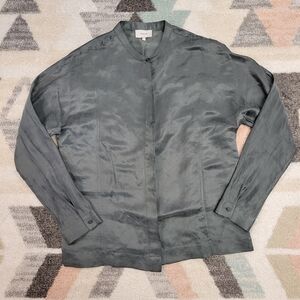 Ginia RTW Dusty Green Silk Linen Blouse Size Small